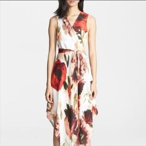 𝅺HAUTE Hippie Women's Silk Floral Sleeveless Wrap Dress Size XS